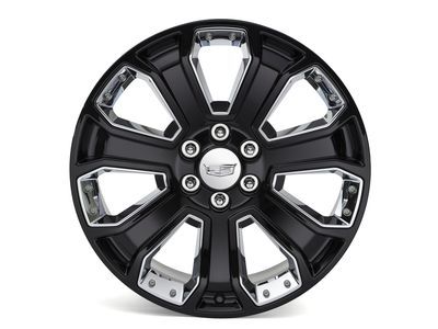 GM 84340647 22x9-Inch Aluminum 7-Spoke Wheel in Gloss Black with Chrome Inserts