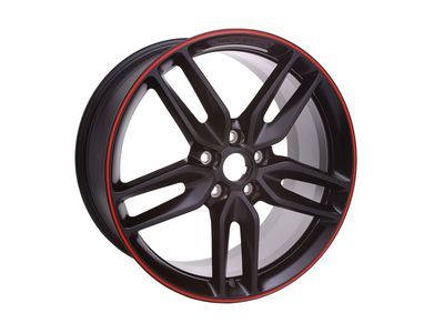 GM 19302118 20x10-Inch Aluminum 5-Split-Spoke Rear Wheel in Black with Red Stripe