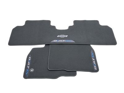 GM 42498172 First- and Second-Row Premium Carpeted Floor Mats in Dark Galvanized with Bowtie Logo and Bolt EV Script