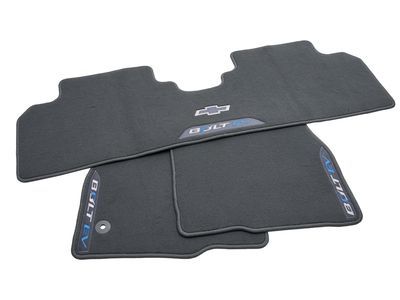 GM 42498172 First- and Second-Row Premium Carpeted Floor Mats in Dark Galvanized with Bowtie Logo and Bolt EV Script