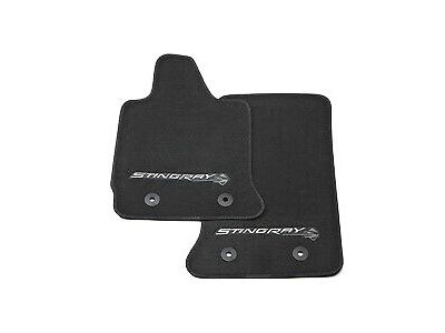 Chevy 22801666 MAT PKG,FRONT CARPET(INCLUDES 10,15)(BLACK)(0.75 KG)(W/GRAY STITCH)(W/STINGRAY LOGO)(PREMIUM CARPET)(15.286)