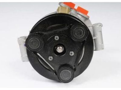 Chevy 89019357 COMPRESSOR,A/C(INCLUDES 2-14,16)(MATING CONNECT W/LEADS USE 12101937)(W/H6 TYPE COMPRESSOR W/3 CYLINDRICAL BOSSES FOR COUNTERWEIGHT ON FRONT OF PULLEY, 2ND DESIGN 89024907)