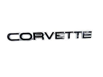 Chevy 14058697 PLATE, FASCIA NAME "CORVETTE" (BLACK W/SILVER BORDER 13U,28U,96U)(SEE PARTS SECTION FOR ADDITIONAL COLORS & TRIM COMBINATIONS.)