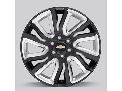 GM 84253949 22 x 9-inch 6-Split-Spoke Wheel in High Gloss Black with Chrome Inserts