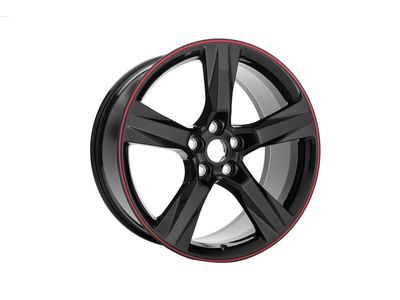 GM 23333848 20x9.5-Inch Aluminum 5-Spoke Rear Wheel in Gloss Black with Red Stripe