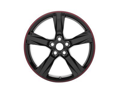 GM 23333848 20x9.5-Inch Aluminum 5-Spoke Rear Wheel in Gloss Black with Red Stripe