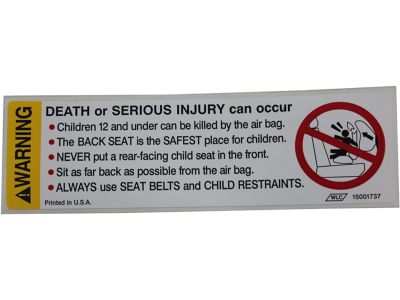 Buick 15001737 Air Bag Label