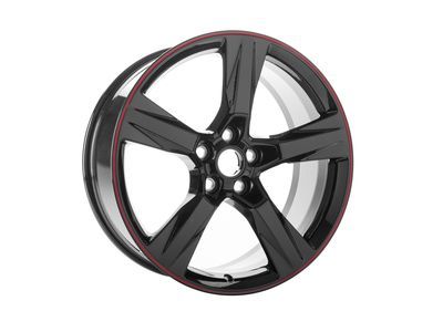 GM 23333839 20x8.5-Inch Aluminum 5-Spoke Front Wheel in Gloss Black with Red Stripe