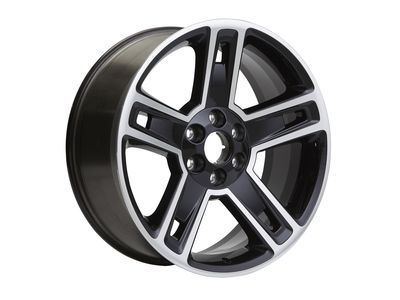 GM 19301160 22x9-Inch Aluminum 5-Split-Spoke Wheel in Ultra Bright Machined with Gloss Black