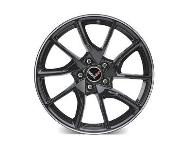 GM 23251387 19x10-Inch Aluminum 5-Split-Spoke Front Wheel in Black with Machined Groove