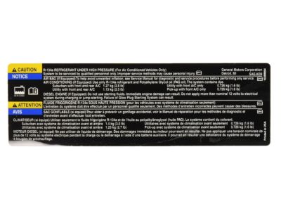 Chevy 10388864 Caution Label