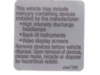 GM 20887392 Label, Mercury Disposal Information