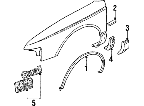 GM 20571850 Molding Assembly, Front Fender Center Rear *Black