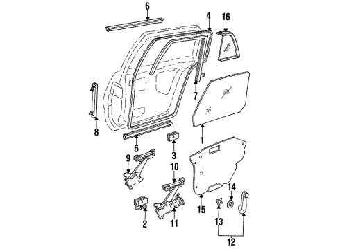 GM 16625031 Rear Side Door Window Regulator Assembly