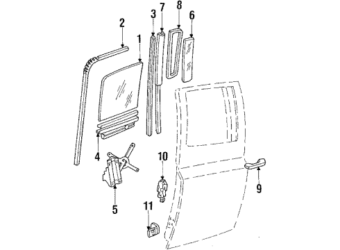 GM 14027469 Glass, Side Rear Door Stator Window, Left