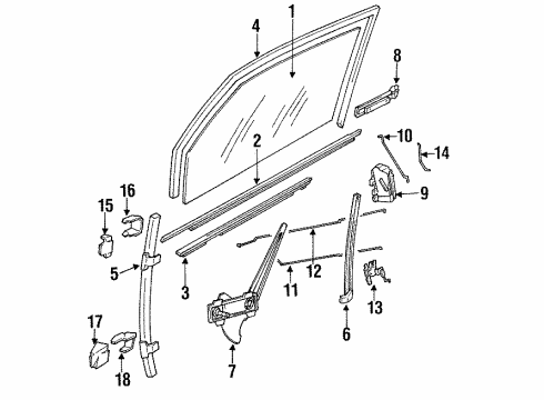 GM 22574247 S/Strip Asm Front Door Window Inner/At Belt