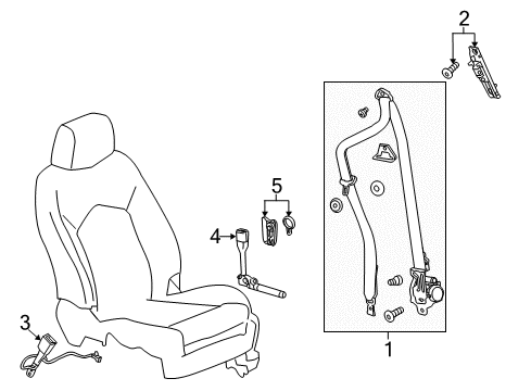 GM 19356422 Passenger Seat Belt Kit (Retractor Side) (W/ Pre, Tensioner)*Black