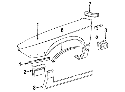 GM 12525642 Molding Kit,Front Fender Center Rear (RH)(Brite Whit*White