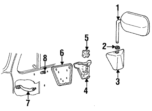 GM 15628628 Reinforcement Assembly, Outside Rear View Mirror Rh