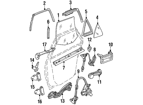 GM 10138475 Seal Assembly, Rear Side Door Above Belt Front *Black