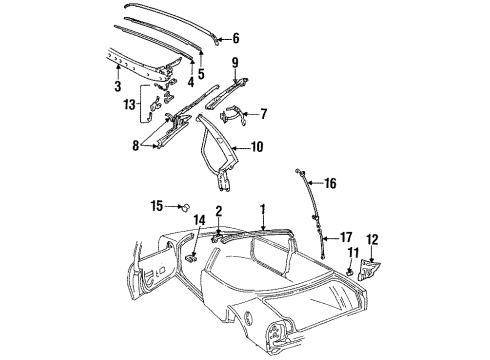 GM 12517046 CABLE, Folding Top Trim Hold Down