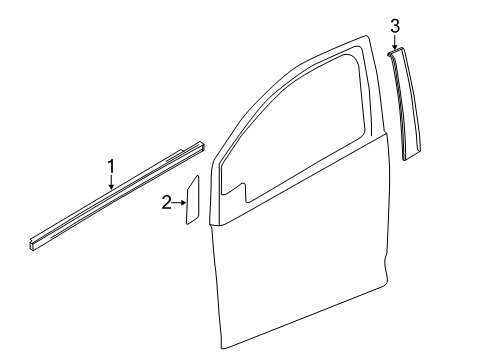 GM 95965969 Front and Rear Smooth Door Moldings in Primer