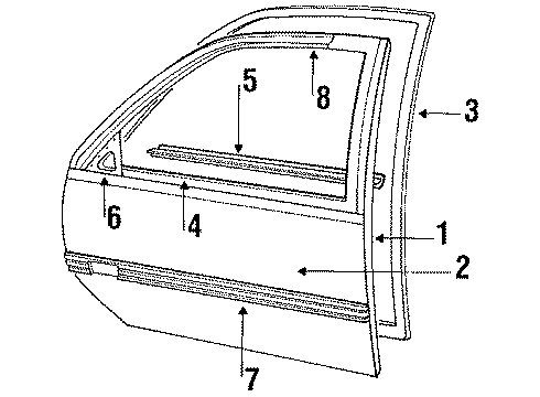 GM 10077941 Molding Assembly, Front Side Door Window Reveal, L.H. @ Belt *Brite/Gray