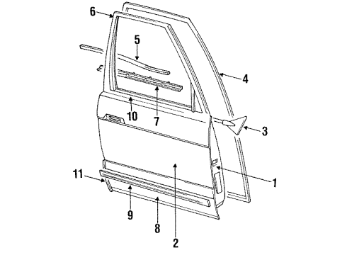 GM 10178287 Molding Assembly, Rear Side Door Center *Silver Metal