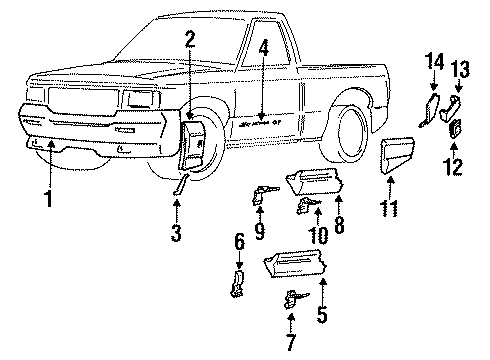 GM 15664710 Molding Kit, P/U Box Rear Aero R.H.