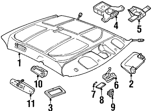 GM 12519124 Lamp Assembly, Windshield Header Courtesy & Reading (W/Fog Lamp *Graphite