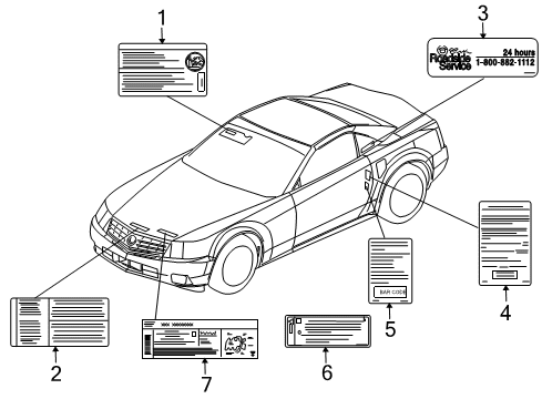 GM 88956546 Label,Engine Wiring Harness Accessory Relay & Fuse Identify