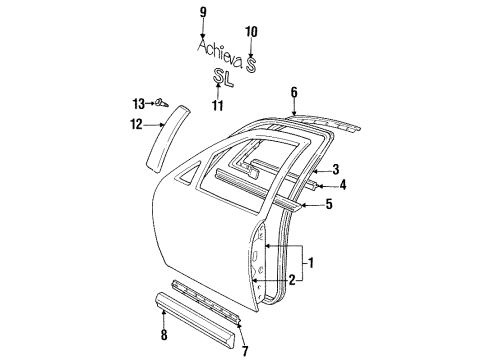 GM 22587903 Sealing Strip Assembly, Front Side Door Window Outer *Black W/Brigt