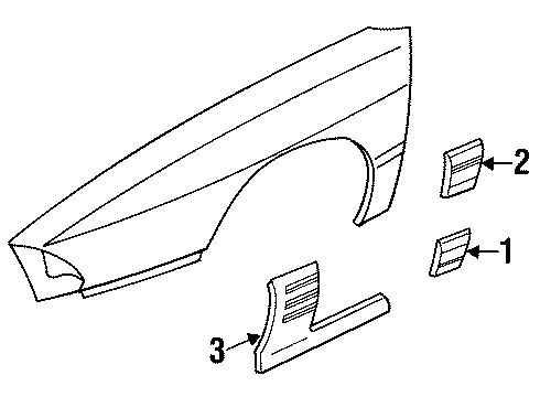 GM 12519947 Molding Kit, Front Fender Center Rear Rh *Black