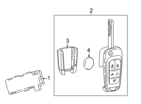 GM 13599912 Key Assembly, Door Lock & Ignition Lock Folding (W/ Remote Control Door