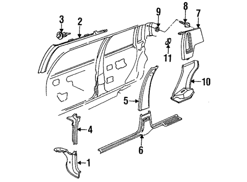 GM 10280547 Molding, Windshield Side & Roof Inner Side Finish (Lh)