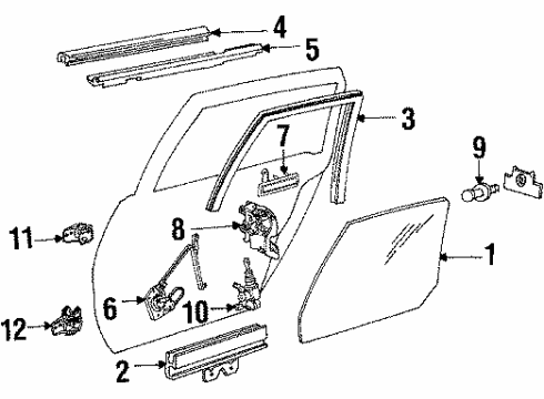 GM 20476548 S/Strip Asm Rear Door Window Outer At Belt *Bright/Black