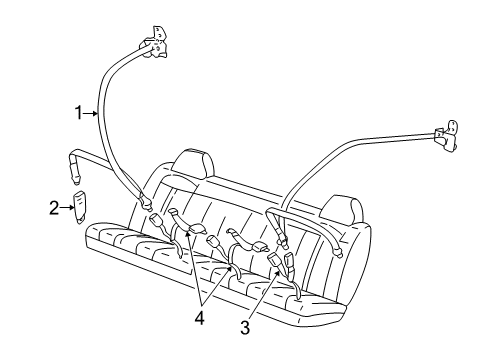 GM 12472832 Belt Kit,Rear Seat (Retractor Side) *Nav*Blue