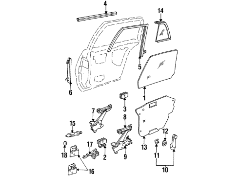 GM 16632442 Rear Side Door Window Regulator Assembly <Use 1C5L