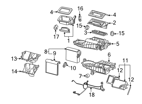 2004 Chevy Monte Carlo A/C Evaporator & Heater Components Diagram