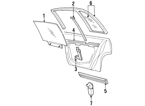 1998 Oldsmobile Regency MOLDING, Rear Door Belt Trim Finish & Window Garnish Diagram for 25544506