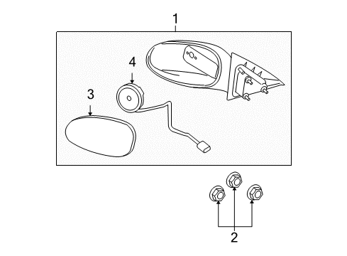 2007 Chevy Impala Mirror,Outside Rear View (Reflector Glass & Backing Plate), Rh Diagram for 89046148