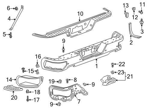 2021 GMC Sierra 1500 Bar Assembly, Rear Bpr Imp *Bright Chromm Diagram for 85116254