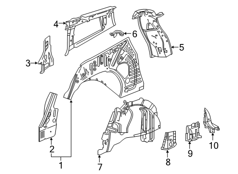 2020 Cadillac XT6 Panel Assembly, Bk Body Plr Inr Upr Diagram for 84581368