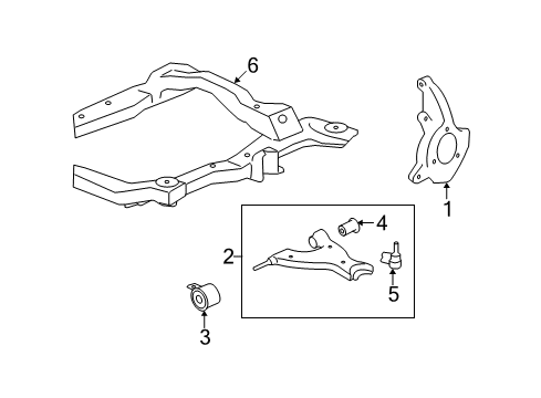 2008 Saturn Outlook Front Suspension Components, Lower Control Arm, Stabilizer Bar Diagram