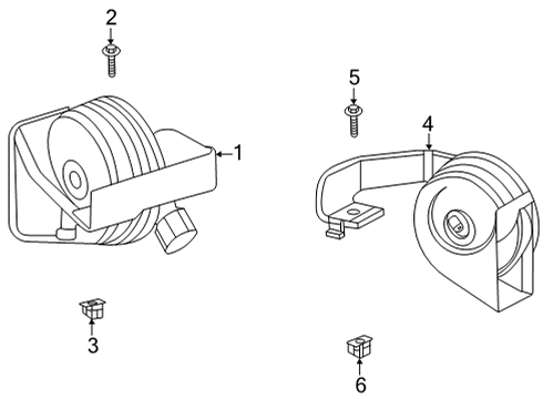 2021 Cadillac CT5 Horn Assembly, Single (Low Note) Diagram for 84849439