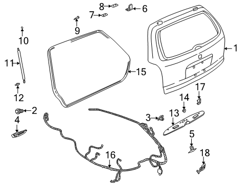 2001 Saturn LW300 Handle Asm,Lift Gate Outside Pull *Unpainted Diagram for 22706907