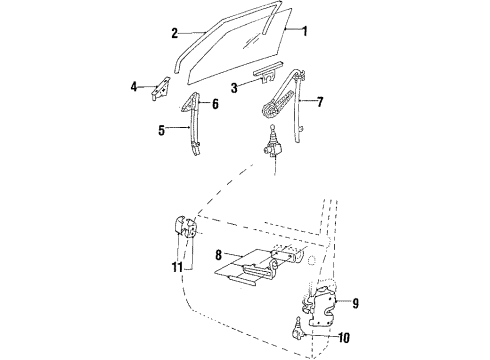 1986 Chevy Celebrity Front Door - Glass & Hardware Diagram 1 - Thumbnail