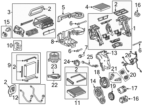 2011 Cadillac SRX HVAC Case Diagram