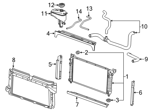 2020 Cadillac Escalade Radiator & Components Diagram