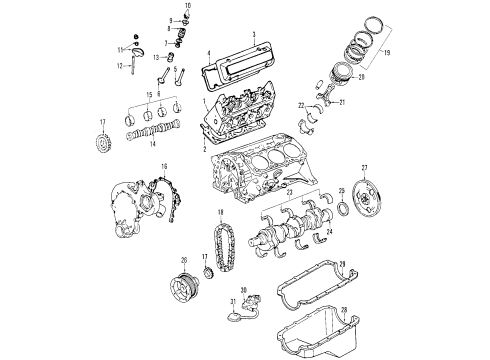 1997 Buick Regal Engine Parts, Mounts, Cylinder Head & Valves, Camshaft & Timing, Oil Pan, Oil Pump, Balance Shafts, Crankshaft & Bearings, Pistons, Rings & Bearings Diagram